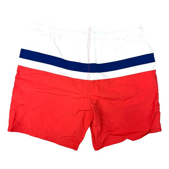 Nautica 8" Men's Swim Shorts Trunks Blue Pink White Large NWT - Picture 4 of 5
